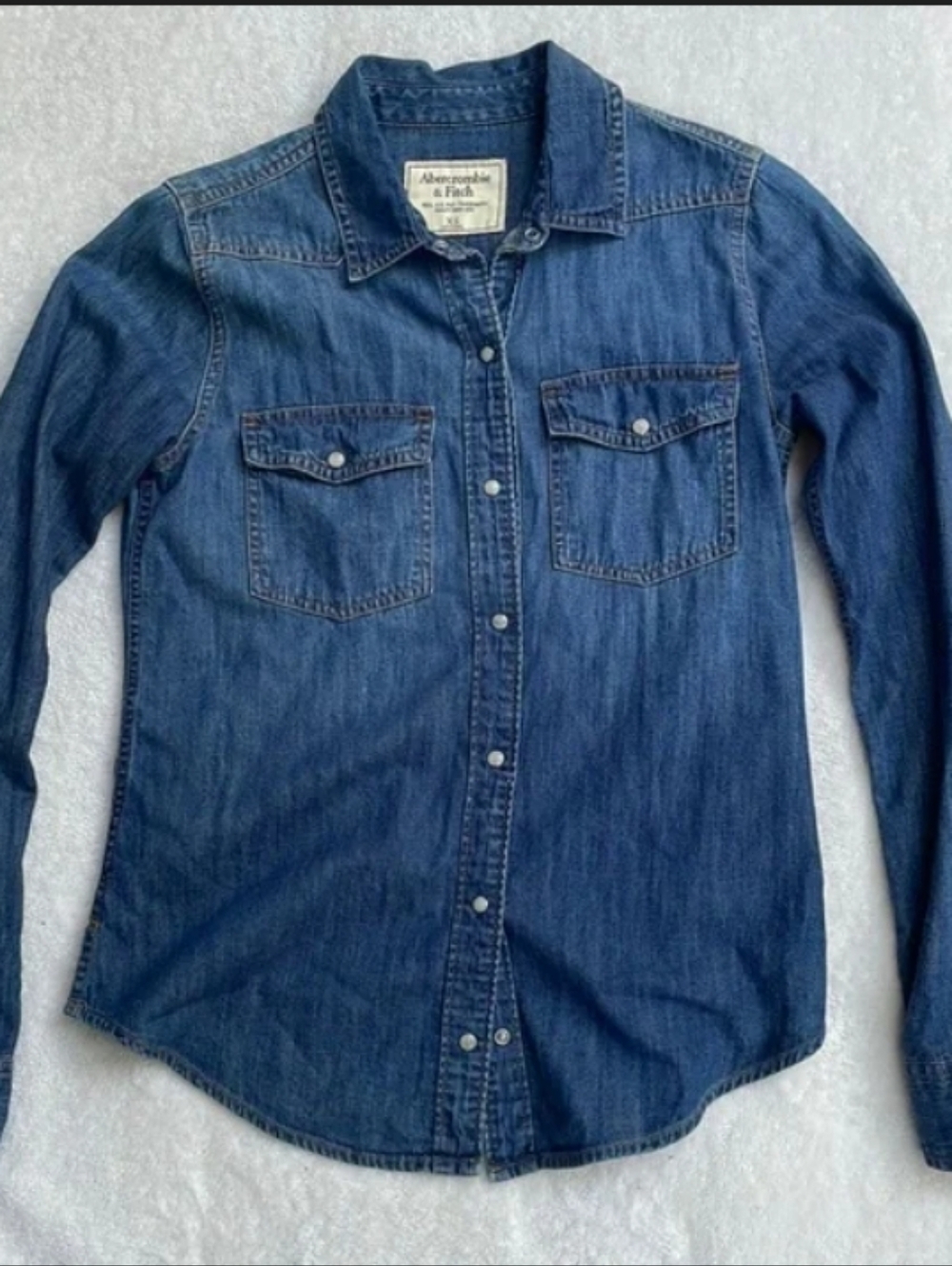 Trending Abercrombie And Fitch Soft Denim Button-Up Shirt in Dark Denim Blue
